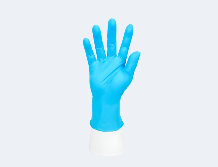 Blue nitrile gloves