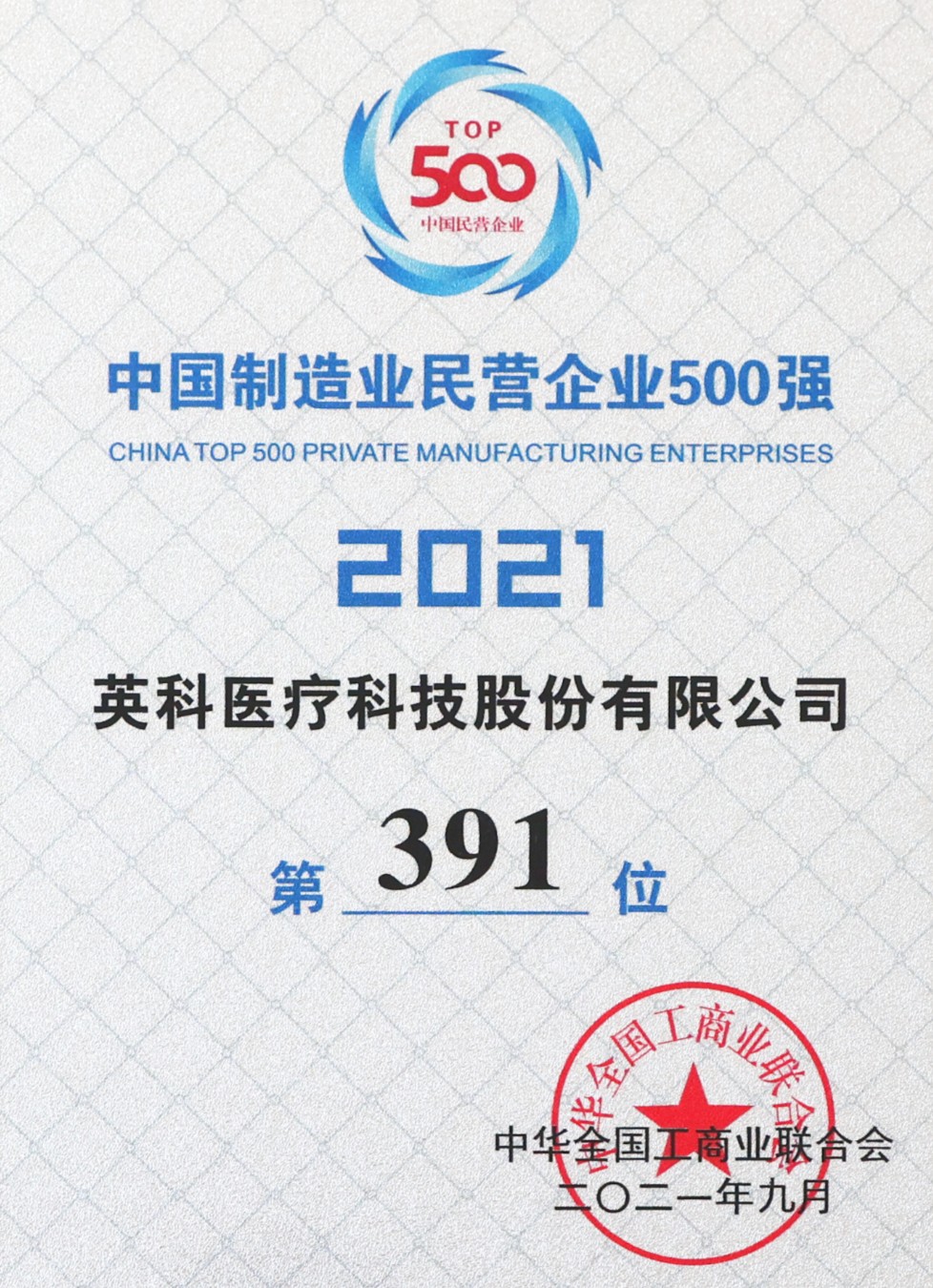 Top 500 Chinese Private Enterprises in 2021
