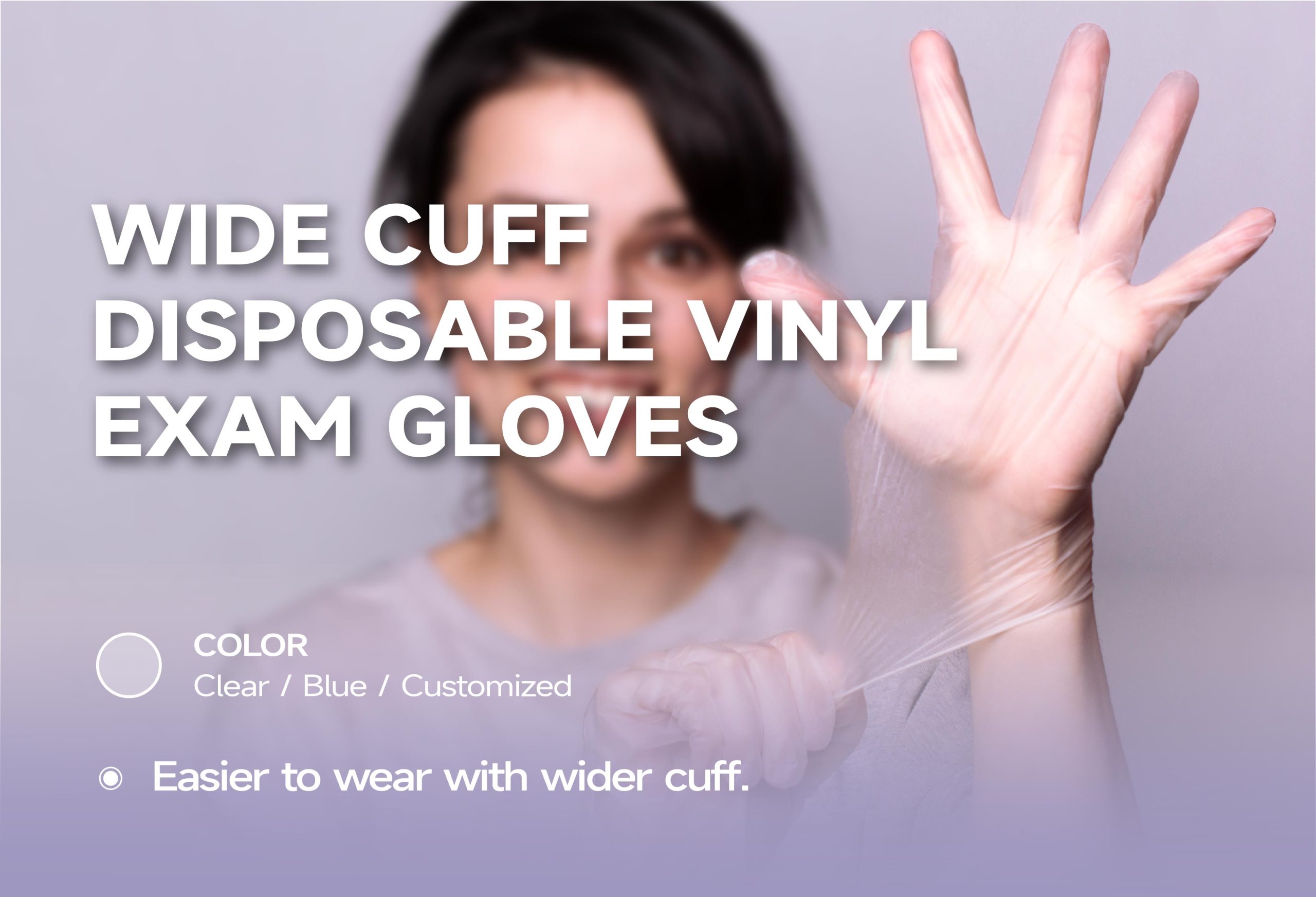 INTCO wide cuff disposable vinyl exam gloves